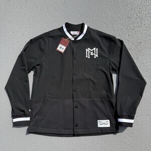 Men’s Mitchell & Ness Branded Mesh Full-Snap Coaches Jacket Black Medium